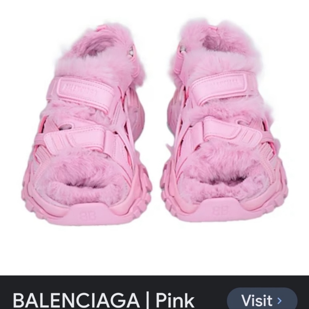 Authentic balinciaga pink Fur sandals. 5000SANDAL STRAPFUR MNCISTRAP/RUB/MESH/NW